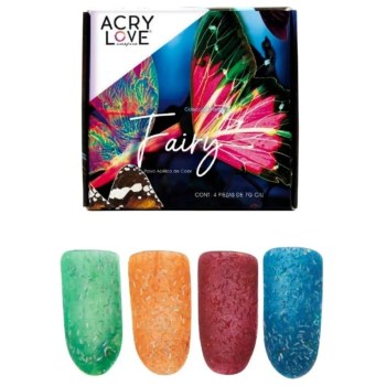 Acrylove - 4 Polvos Acrílicos Uñas Fantasía Fairy