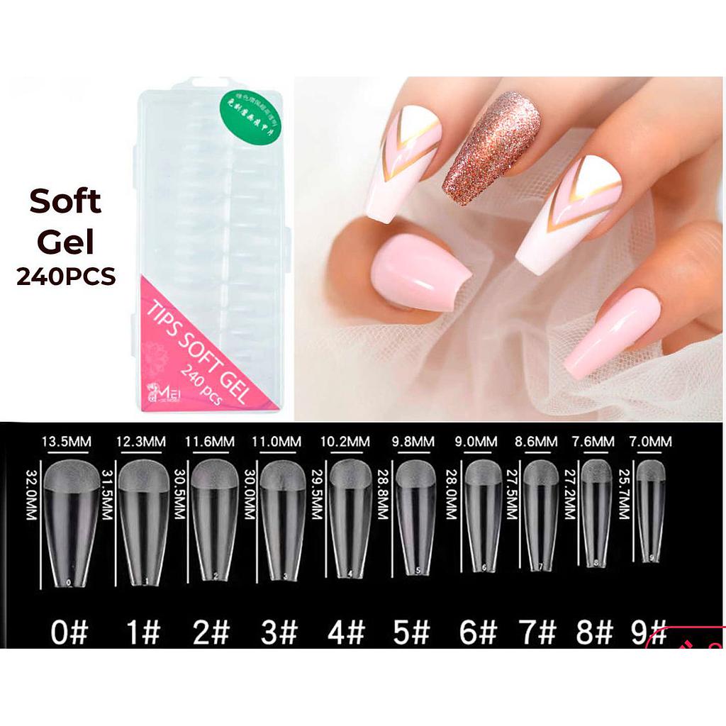 Tips Soft Gel 240 pcs Bellerina con Porosidad