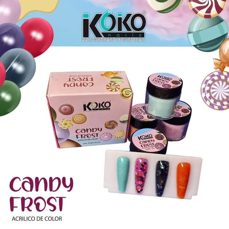 Koko Nails - 4 polvo acrilicos candy frost