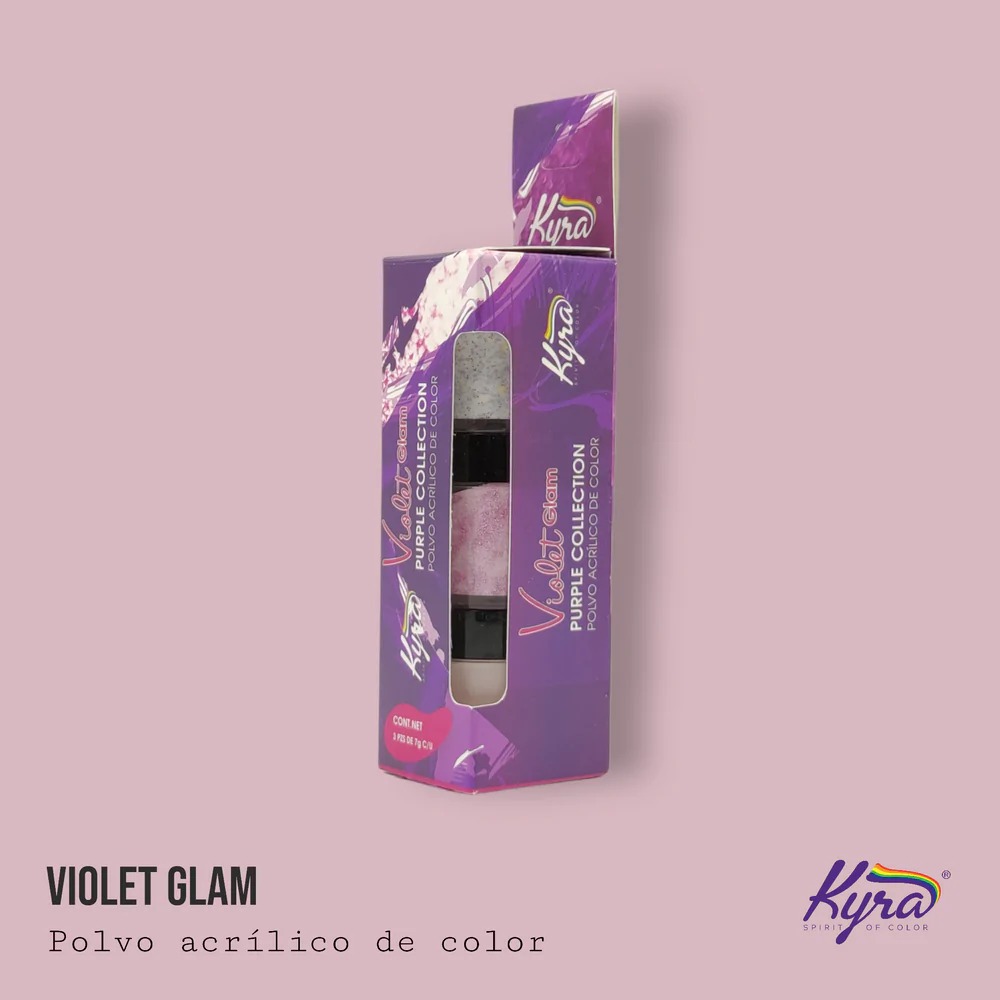 Kyra Spirit - VIOLET GLAM 3 POLVO ACRILICOS